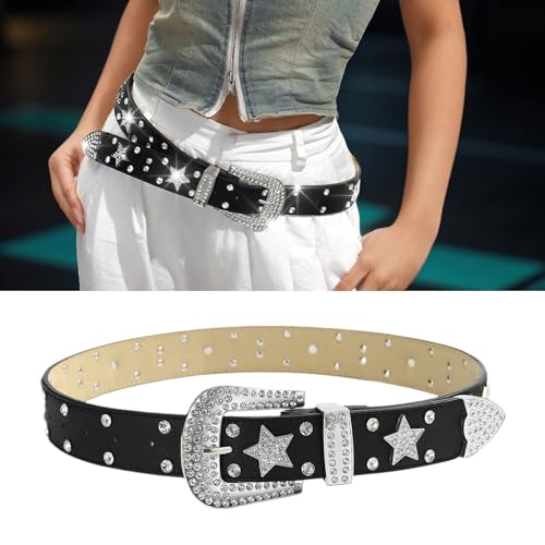 Blingbling Waist Belt Studded Buckle for Street Dance Jean